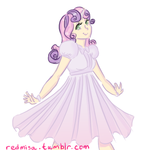 Size: 500x500 | Tagged: artist:redmisa, clothes, derpibooru import, dress, horned humanization, human, humanized, safe, solo, sweetie belle