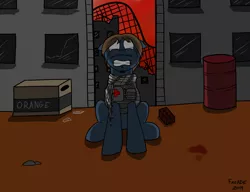 Size: 1300x1000 | Tagged: artist:facade, crying, derpibooru import, fallout equestria, oc, oc:cotton, scared, semi-grimdark, solo, unofficial characters only