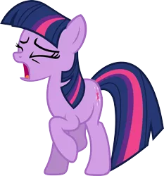 Size: 3335x3575 | Tagged: safe, artist:porygon2z, derpibooru import, twilight sparkle, earth pony, pony, earth pony twilight, eyes closed, female, mare, missing horn, open mouth, race swap, raised hoof, simple background, solo, transparent background, vector