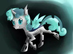 Size: 2000x1500 | Tagged: artist:cyberfire22, blue changeling, changeling, changelingified, derpibooru import, safe, solo, sweetie belle