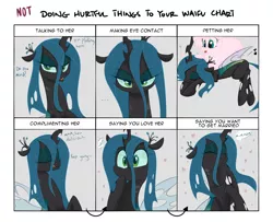 Size: 1600x1300 | Tagged: safe, artist:adequality, artist:jessy, derpibooru import, queen chrysalis, oc, oc:fluffle puff, burp, canon x oc, changeling feeding, chrysipuff, cute, cutealis, doing loving things, female, lesbian, meme, shipping