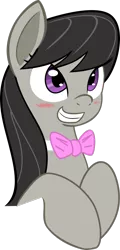 Size: 920x1920 | Tagged: safe, artist:reiduran, derpibooru import, octavia melody, earth pony, pony, blushing, bow, bowtie, female, mare, reaction image, simple background, smiling, solo, transparent background, vector