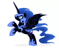 Size: 1200x1000 | Tagged: safe, artist:isa-isa-chan, derpibooru import, nightmare moon, alicorn, pony, darkhorse knight, male, rearing, rule 63, simple background, solo, spread wings, stallion, white background, wings