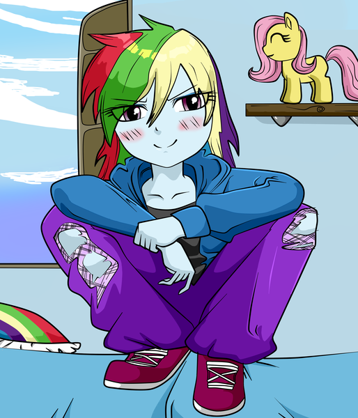 Size: 2250x2625 | Tagged: safe, artist:nekojackun, derpibooru import, rainbow dash, equestria girls, clothes, ripped pants, solo, torn clothes