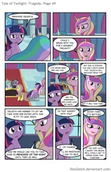 Size: 792x1224 | Tagged: safe, artist:donzatch, derpibooru import, applejack, fluttershy, princess cadance, princess celestia, rainbow dash, rarity, twilight sparkle, twilight sparkle (alicorn), alicorn, pony, comic:tale of twilight, carpet, comic, female, mare, red carpet