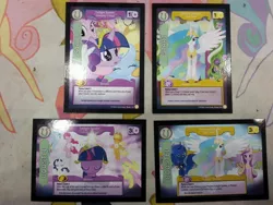 Size: 3264x2448 | Tagged: applejack, ccg, celestial solstice, derpibooru import, elements of harmony, enterplay, fluttershy, mane six, mlp trading card game, pinkie pie, princess cadance, princess celestia, princess luna, rainbow dash, rarity, safe, twilight sparkle