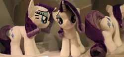 Size: 800x372 | Tagged: artist:buttsnstuff, derpibooru import, irl, photo, plushie, rarity, safe