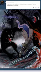 Size: 700x1209 | Tagged: artist:johnjoseco, ask gaming princess luna, blood, bloodborne, comic, derpibooru import, grimdark, monster, princess luna, scythe, tricorn, tricorne, tumblr, warrior luna