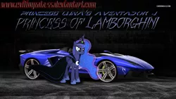 Size: 1366x768 | Tagged: safe, artist:chevrolet-evilimpala, derpibooru import, princess luna, car, lamborghini, lamborghini aventador j, solo