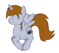 Size: 9046x8219 | Tagged: safe, artist:aborrozakale, derpibooru import, oc, oc:littlepip, unofficial characters only, alicorn, pony, fallout equestria, fanfic, absurd resolution, alicorn oc, alicornified, eyes closed, fallout, fanfic art, female, hooves, horn, mare, race swap, simple background, smiling, solo, transparent background, wings