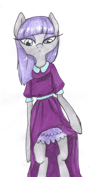 Size: 1134x2233 | Tagged: safe, artist:hippykat13, derpibooru import, maud pie, anthro, clothes, cute, dress, fashion, lace, skinny, solo