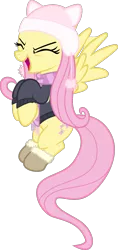 Size: 679x1433 | Tagged: safe, artist:cheezedoodle96, derpibooru import, fluttershy, pegasus, pony, .svg available, boots, bottomless, clothes, cute, eyes closed, female, flutteryay, flying, hat, mare, open mouth, partial nudity, scarf, shyabetes, simple background, smiling, solo, spread wings, svg, sweater, sweatershy, transparent background, vector, winter outfit, yay