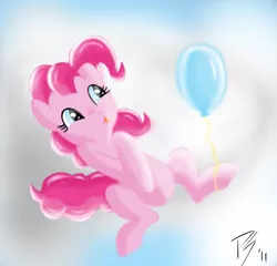 Size: 1069x1028 | Tagged: safe, artist:kinkyspree, derpibooru import, pinkie pie, balloon, solo, tongue out