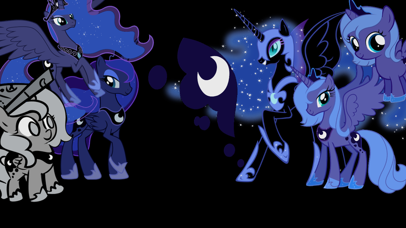 Size: 1366x768 | Tagged: artist:moonfire-dovahkiin, cutie mark, derpibooru import, filly, nightmare moon, princess luna, safe, season 1, simple background, vector, wallpaper, woona