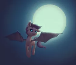 Size: 1645x1413 | Tagged: safe, artist:verrmont, derpibooru import, scootaloo, bat pony, pony, bat ponified, moon, night, race swap, scootabat, solo