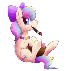 Size: 957x1024 | Tagged: artist:inkdemoncuddles, basket, bow, derpibooru import, easter, easter egg, egg, mouth hold, necklace, oc, oc:bunny hop, paintbrush, safe, solo, unofficial characters only