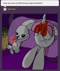 Size: 828x976 | Tagged: suggestive, artist:datte-before-dawn, derpibooru import, angel bunny, oc, oc:righty tighty, pony, rabbit, aftersex, animal, bed, cigar, funny, implied bestiality, interspecies, like a boss, money, pillow, pillow talk, prostitution, ruined for marriage, smoking, traumatized, tumblr, wat