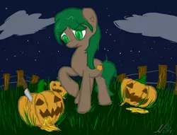 Size: 1280x978 | Tagged: artist:niksiekins, derpibooru import, jack-o-lantern, knife, oc, oc:plumpkin, pumpkin, safe, unofficial characters only