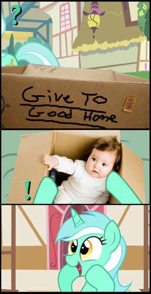 Size: 840x1630 | Tagged: dashie meme, derpibooru import, exploitable meme, happy, human, human baby, irl, irl human, lyra heartstrings, meme, my little humie, photo, role reversal, safe