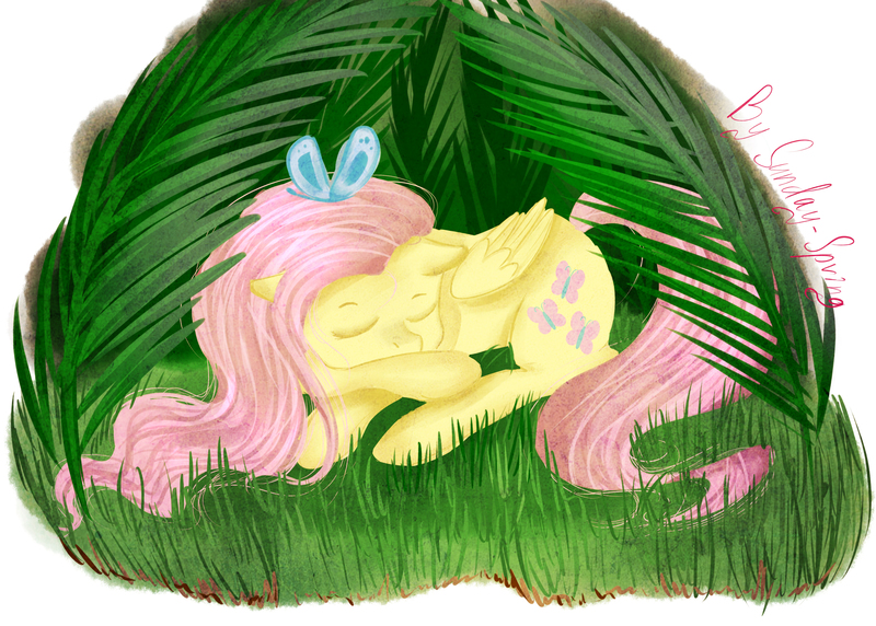 Size: 3593x2567 | Tagged: artist:sunday-spring, derpibooru import, fluttershy, safe, sleeping, solo