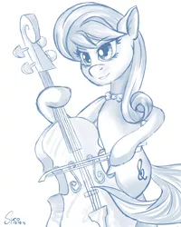 Size: 1600x2000 | Tagged: artist:sycoartworks, cello, derpibooru import, monochrome, musical instrument, octavia melody, safe, sketch, solo