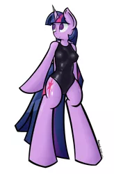 Size: 1280x1956 | Tagged: anthro, arm hooves, artist:abaddon41, breasts, clothes, derpibooru import, one-piece swimsuit, open-back swimsuit, suggestive, swimsuit, twilight sparkle, twilight sparkle (alicorn)