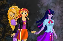 Size: 1358x878 | Tagged: safe, artist:darkcrazyd, derpibooru import, adagio dazzle, sunset shimmer, twilight sparkle, equestria girls, rainbow rocks, female, gem, siren gem, temptation