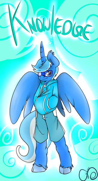 Size: 981x1800 | Tagged: alicorn, alicorn oc, anthro, anthro oc, artist:cynux, bipedal, clothes, cloud, cloudy, curved horn, derpibooru import, ear fluff, glasses, hoodie, male, oc, requested art, safe, shorts, smiling, solo, spread wings, unofficial characters only