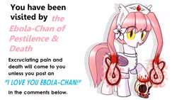 Size: 2560x1440 | Tagged: grimdark, artist:mushrooshi, derpibooru import, oc, oc:ebola-chan, ponified, bat pony, pony, anime, blood, bronybait, chain letter, disease, ebola, filly, pink mane, plague