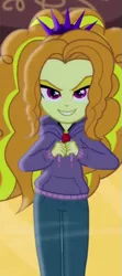 Size: 307x689 | Tagged: safe, derpibooru import, screencap, adagio dazzle, equestria girls, rainbow rocks, clothes, female, gem, hoodie, siren gem