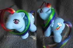 Size: 749x500 | Tagged: artist:jupiternwndrlnd, custom, derpibooru import, g1, g4 to g1, generation leap, irl, photo, rainbow dash, safe, solo, toy