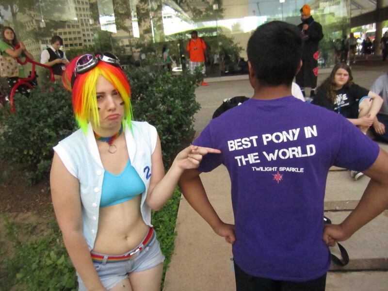 Size: 1600x1200 | Tagged: belly button, best pony, clothes, cm punk, cosplay, costume, derpibooru import, human, irl, irl human, meme, midriff, otakon, photo, rainbow dash, safe, twilight sparkle, wwe