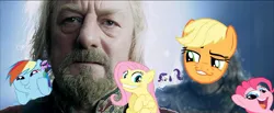 Size: 1280x529 | Tagged: applejack, dashface, derpibooru import, exploitable meme, fluttershy, iwtcird, lord of the rings, mane six, meme, pinkie pie, rainbow dash, rapeface, rarity, safe, smeel, smugdash, smugjack, squishy cheeks, theoden, twiface, twilight sparkle