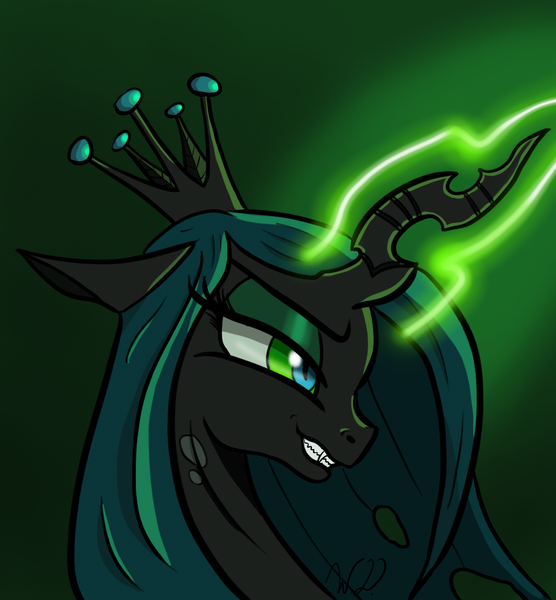 Size: 1194x1288 | Tagged: artist:winterdominus, derpibooru import, grin, queen chrysalis, safe, smiling, solo