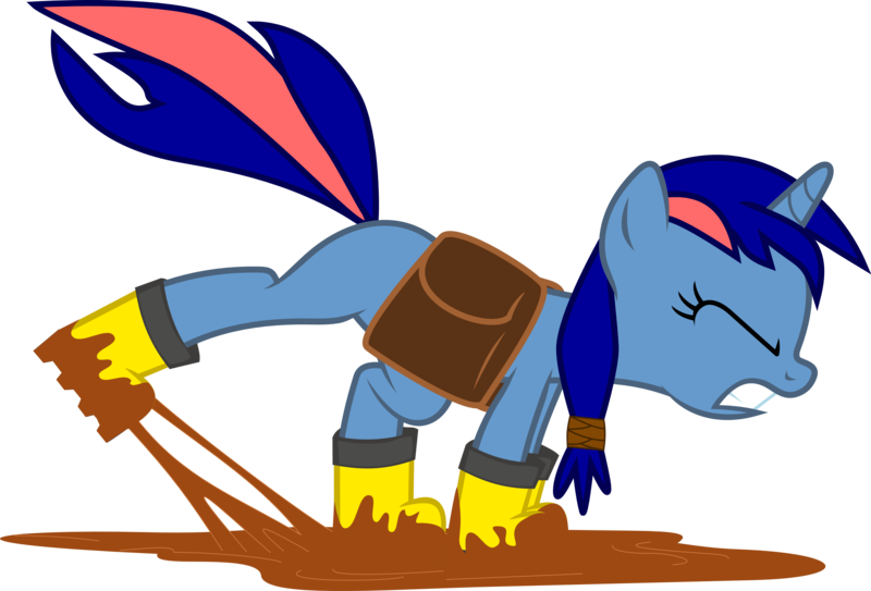 Size: 3384x2298 | Tagged: safe, artist:forgotten-remnant, derpibooru import, oc, oc:ryo, unofficial characters only, pony, unicorn, boots, eyes closed, galoshes, mud, saddle bag, simple background, solo, stuck, transparent background