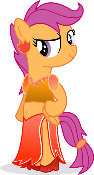 Size: 6554x12136 | Tagged: safe, artist:bigdream64, derpibooru import, scootaloo, pony, absurd resolution, belly button, bellyring, bipedal, clothes, dress, midriff, piercing, shoes, simple background, solo, transparent background, vector
