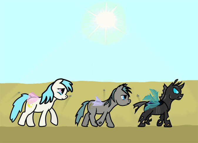 Size: 674x487 | Tagged: artist:rydelfox, changeling, derpibooru import, evolution, flutter pony, safe, transformation