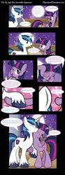 Size: 3184x8532 | Tagged: suggestive, artist:paperlover, derpibooru import, shining armor, twilight sparkle, twilight sparkle (alicorn), alicorn, pony, bedroom eyes, blushing, comic, eye contact, eyes closed, female, floppy ears, holding hooves, incest, infidelity, licking, male, mama twilight, mare, moon, night, open mouth, pregnant, shiningsparkle, shipping, smiling, straight, tongue out, unshorn fetlocks, wink