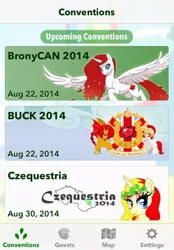 Size: 600x863 | Tagged: 2014, app, bronycan, b.u.c.k., convention, czequestria, derpibooru import, ios, manticore, mascot, meta, oc, oc:britannia, oc:miss libussa, ponycons, safe, unofficial characters only