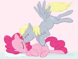 Size: 1300x1000 | Tagged: safe, artist:jakneurotic, derpibooru import, edit, derpy hooves, pinkie pie, earth pony, pegasus, pony, derpypie, female, kissing, lesbian, mare, shipping