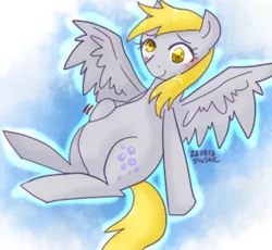 Size: 400x368 | Tagged: safe, artist:divided-s, derpibooru import, derpy hooves, pegasus, pony, belly, female, mare, pixiv, pregnant, solo