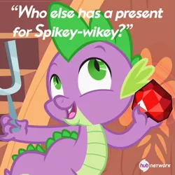 Size: 549x548 | Tagged: safe, derpibooru import, edit, edited screencap, official, screencap, spike, dragon, secret of my excess, cropped, fire ruby, hub logo, hub network, male, ruby, the hub, tuning fork