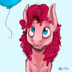 Size: 800x800 | Tagged: artist:the-blackeye, balloon, cute, derpibooru import, pink, pinkie pie, safe, sketch