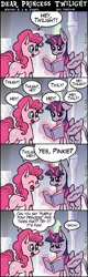 Size: 810x2525 | Tagged: safe, artist:taritoons, derpibooru import, pinkie pie, twilight sparkle, twilight sparkle (alicorn), alicorn, classical unicorn, pony, comic, comic strip, dear princess twilight, female, leonine tail, mare, unshorn fetlocks