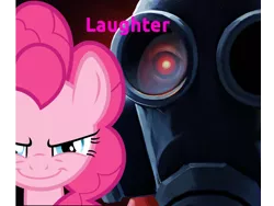 Size: 1058x794 | Tagged: artist:biggreenpepper, artist:flutterguy317, crossover, derpibooru import, edit, pinkie pie, pyro, safe, team fortress 2, vector, vector edit