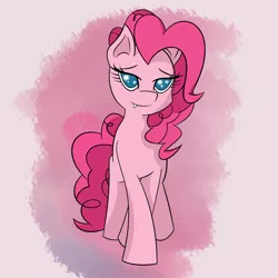 Size: 3000x3000 | Tagged: safe, artist:rengam, derpibooru import, pinkie pie, pony, bedroom eyes, cute, fangs, female, looking at you, mare, smiling, solo