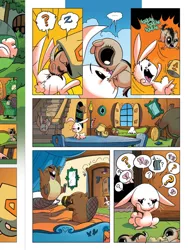 Size: 720x960 | Tagged: angel bunny, bear, beaver, bird, chipmunk, coffee mug, comic, derpibooru import, fluttershy's cottage, idw, idw advertisement, preview, safe, spoiler:comic, spoiler:comic23, thought bubble