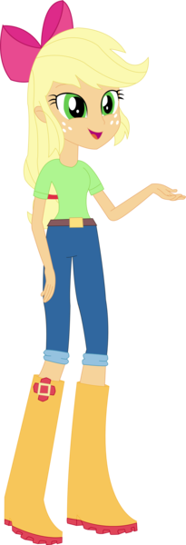 Size: 1253x3666 | Tagged: safe, artist:sketchmcreations, derpibooru import, edit, vector edit, apple bloom, applejack, equestria girls, accessory swap, boots, bow, clothes, clothes swap, inkscape, open mouth, raised arm, simple background, solo, transparent background, vector