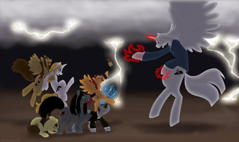 Size: 1600x953 | Tagged: safe, artist:cloudyrei, derpibooru import, oc, ponified, alicorn, pony, alicorn oc, dethklok, metalocalypse