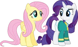 Size: 9298x5668 | Tagged: safe, artist:djdavid98, artist:hawk9mm, derpibooru import, fluttershy, rarity, pony, filli vanilli, .ai available, .svg available, absurd resolution, group, ponytones outfit, simple background, transparent background, vector